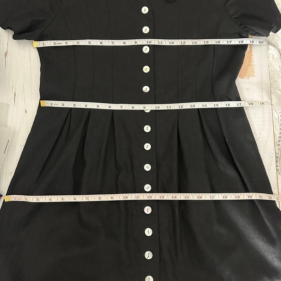 Vintage 90’s Orvis Linen Made in USA Black Button Front Midi Dress Size 12 - Picture 6 of 8